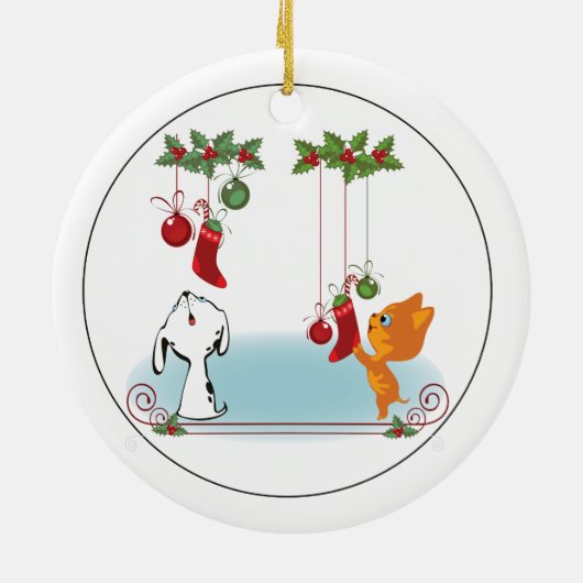 あなたの獣医クリニックからの休日の挨拶ペット セラミックオーナメント (裏面)