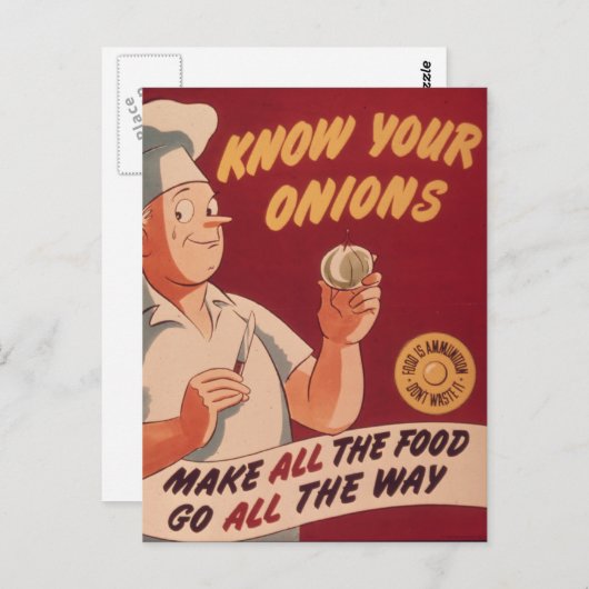 あなたの玉ねぎを知ろう - ヴィンテージ カートゥーン ポストカード (正面/裏面)