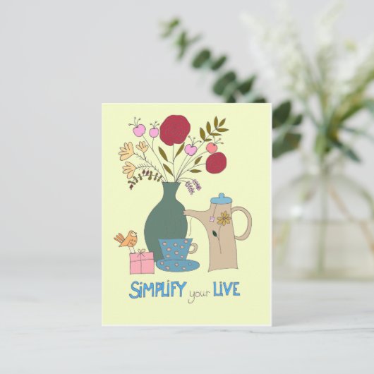 あなたの生きている郵便はがきを簡単にして下さい ポストカード (スタンド正面)