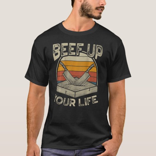 あなたの生活を強化するバックプリント肉 Tシャツ (正面)