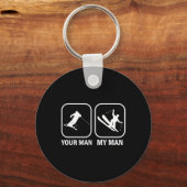 あなたの男性マイマンバイアスリートおもしろいスキー射撃、 発砲Sp キーホルダー (正面)