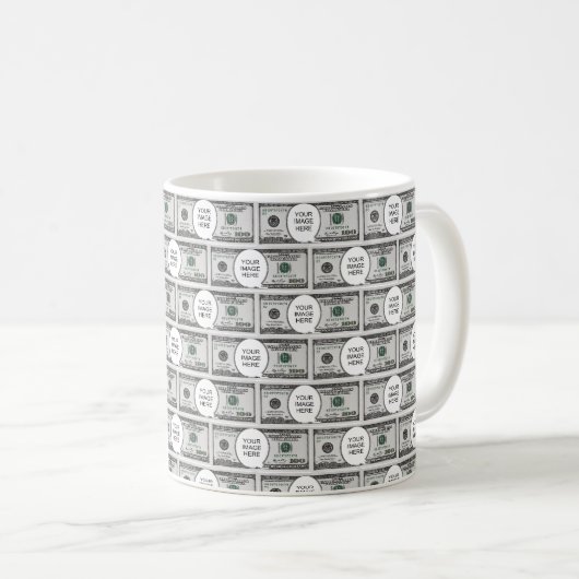 あなたの画像を使った100ドル札のタイルデザイン コーヒーマグカップ (正面右)