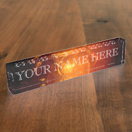 あなたの目のフラクタルの名札の火 デスクネームプレート