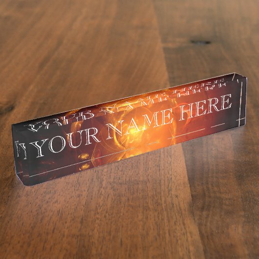 あなたの目のフラクタルの名札の火 デスクネームプレート (側面)