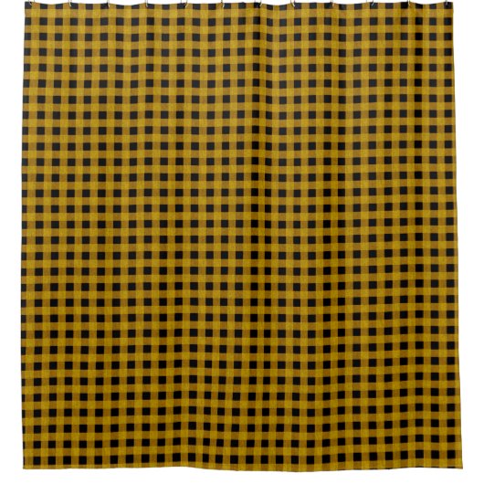 あなたの着想 + 黄色い生地で作る、丸太切りスタイル シャワーカーテン (正面)