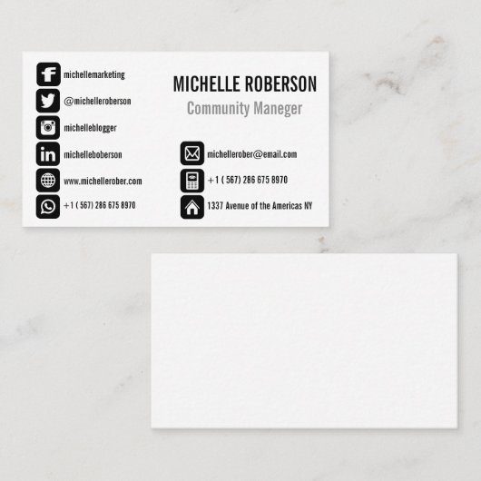 あなたの社会的なアイコンを選んで下さい 名刺 (正面/裏面)