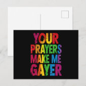 あなたの祈りで私はさらにゲイに Rainbow Pride Flag LGBT ポストカード (正面/裏面)