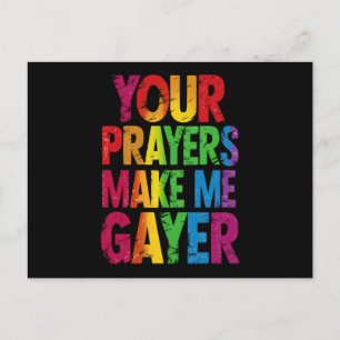 あなたの祈りで私はさらにゲイに Rainbow Pride Flag LGBT ポストカード