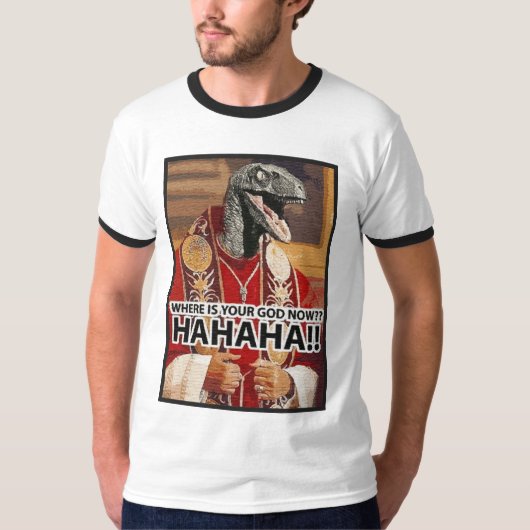 あなたの神はどこに今いますか。 (猛禽) Tシャツ (正面)