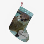 あなたの私のカワウソの半分のブラウンの川カワウソの水泳 スモールクリスマスストッキング (正面 (吊り時))