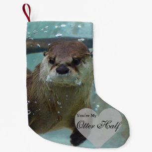 あなたの私のカワウソの半分のブラウンの川カワウソの水泳 スモールクリスマスストッキング