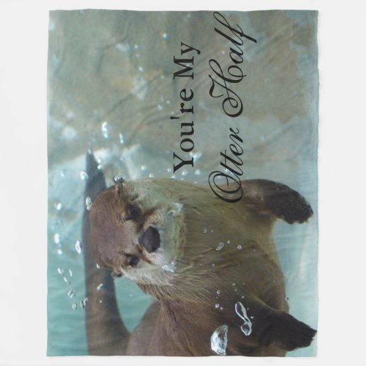 あなたの私のカワウソの半分のブラウンの川カワウソの水泳 フリースブランケット (正面)