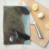 あなたの私のカワウソ川カワウソ泳ぎ キッチンタオル (四つ折り)