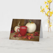 あなたの秋カボチャおよびココアの考えること カード (黄色い花)