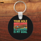 あなたの穴は私のゴールコーンホールチーム豆バッグ恋人 キーホルダー (正面)
