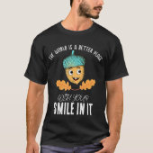 "あなたの笑顔で世界はもっと素敵に" スマイルどんぐり Tシャツ (正面)