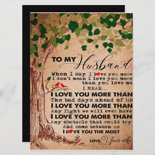 あなたの素敵な夫へ、夫の誕生日プレゼント メニュー (正面/裏面)