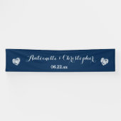 あなたの結婚式の旗A02の青くグランジなハートを作成して下さい 横断幕 (横)