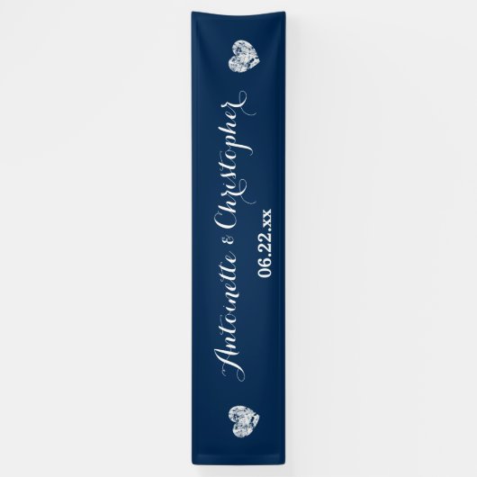 あなたの結婚式の旗A02の青くグランジなハートを作成して下さい 横断幕 (縦)