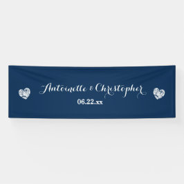 あなたの結婚式の旗A02の青くグランジなハートを作成して下さい 横断幕