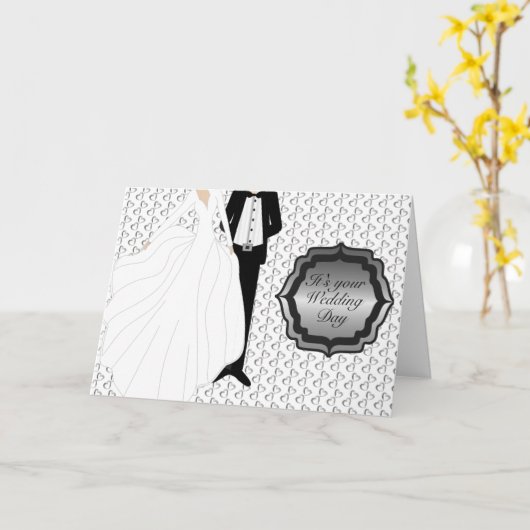 あなたの結婚式の日の挨拶 – シルバー カード (黄色い花)