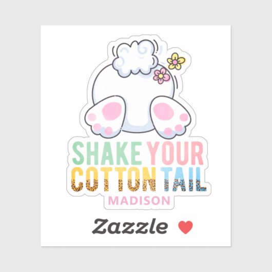 あなたの綿の尾を振るかわいいイースターバニー追加の名前 シール (シート)