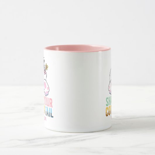 あなたの綿の尾を振るかわいいイースターバニー追加の名前 マグカップ (中央)