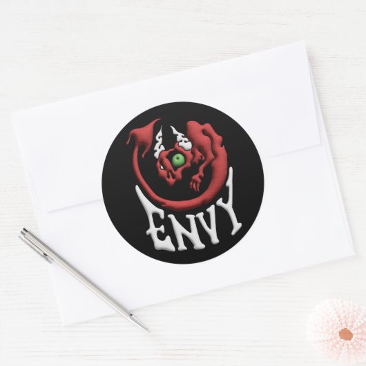 あなたの罪悪感に突き刺せ Sin Envy Devil ラウンドシール (封筒)