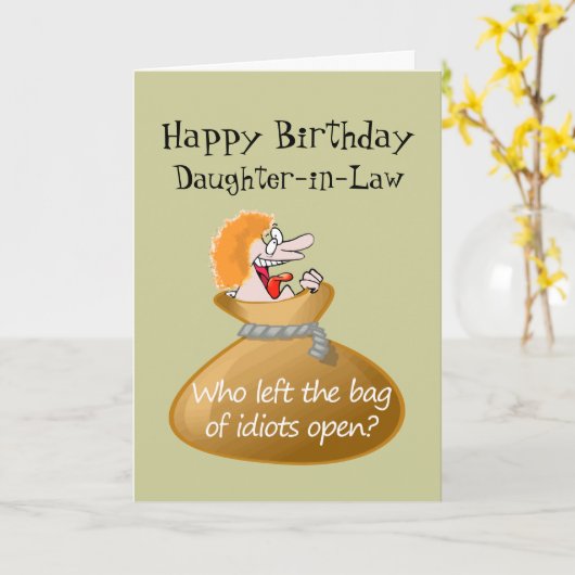 あなたの義理の娘のためのユーモアの馬鹿の自由な誕生日 カード (黄色い花)