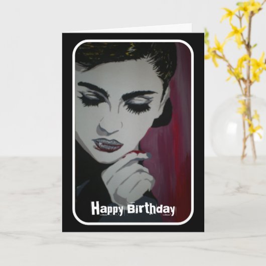 「あなたの習慣」の(吸血鬼)バースデー・カードを食べ物を与えて下さい カード (黄色い花)