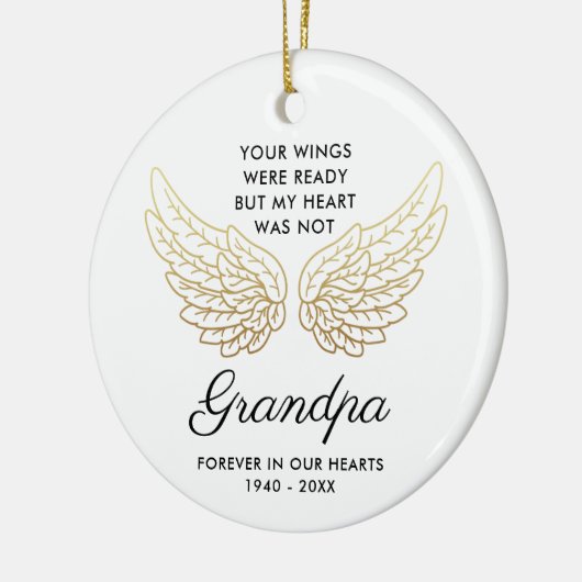 あなたの翼の準備ができていたカスタムおじいちゃんメモリアル セラミックオーナメント (左)