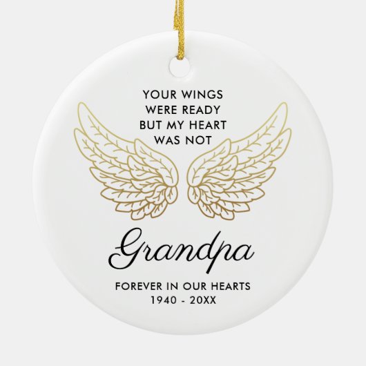 あなたの翼の準備ができていたカスタムおじいちゃんメモリアル セラミックオーナメント (裏面)