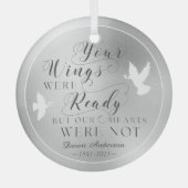 あなたの翼の準備ができて写真記念記念鳩 ガラスオーナメント (正面)