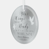 あなたの翼の準備ができて写真記念記念鳩 ガラスオーナメント (正面左)