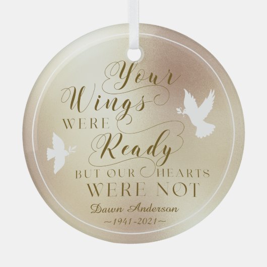 あなたの翼の準備ができて写真記念記念鳩 ガラスオーナメント (正面)