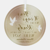 あなたの翼の準備ができて写真記念記念鳩 ガラスオーナメント (裏面)