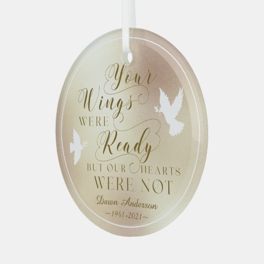 あなたの翼の準備ができて写真記念記念鳩 ガラスオーナメント (正面左)