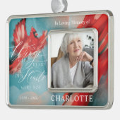 あなたの翼の準備ができて赤い(鳥)ショウジョウコウカンチョウ記念写真 シルバープレートフレームオーナメント (左)