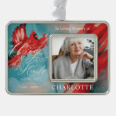 あなたの翼の準備ができて赤い(鳥)ショウジョウコウカンチョウ記念写真 シルバープレートフレームオーナメント (正面)