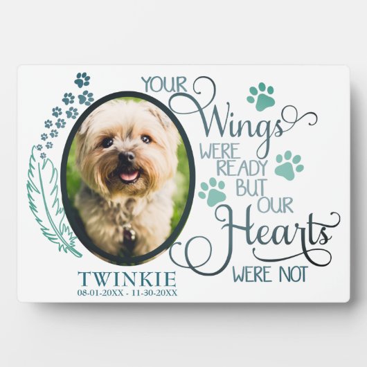 あなたの翼はペット犬の記念撮影の準備ができていた フォトプラーク (正面)