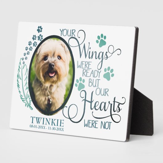 あなたの翼はペット犬の記念撮影の準備ができていた フォトプラーク (側面)