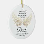 あなたの翼は今にもパパの死別パーソナライズされたに備えていた セラミックオーナメント (右)