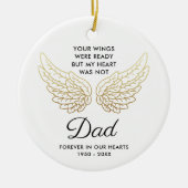 あなたの翼は今にもパパの死別パーソナライズされたに備えていた セラミックオーナメント (正面)