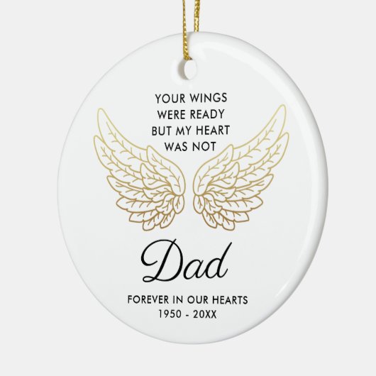 あなたの翼は今にもパパの死別パーソナライズされたに備えていた セラミックオーナメント (左)