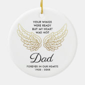 あなたの翼は今にもパパの死別パーソナライズされたに備えていた セラミックオーナメント (裏面)