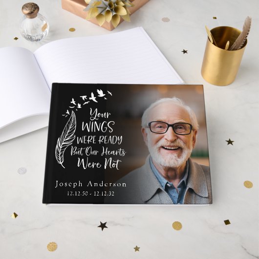 あなたの翼は写真追悼式の準備ができていた ゲストブック (正面見開き)