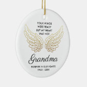 あなたの翼は準備ができたおばあちゃんパーソナライズされたの記憶だった セラミックオーナメント (右)