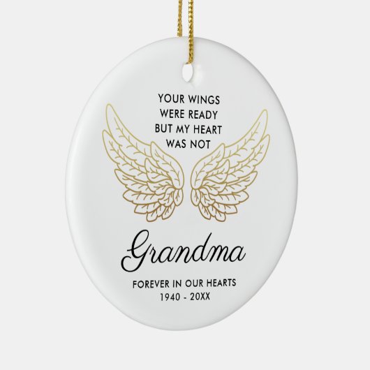 あなたの翼は準備ができたおばあちゃんパーソナライズされたの記憶だった セラミックオーナメント (右)