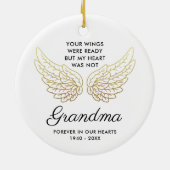 あなたの翼は準備ができたおばあちゃんパーソナライズされたの記憶だった セラミックオーナメント (裏面)