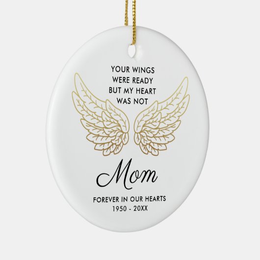 あなたの翼は準備ができたママパーソナライズされたメモリアル セラミックオーナメント (右)